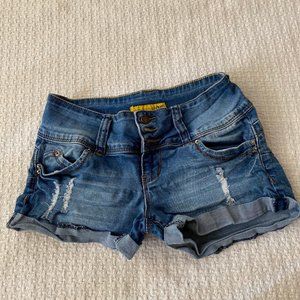 Women Casual Denim Shorts Rolled Hem Jeans Stretch Shorts